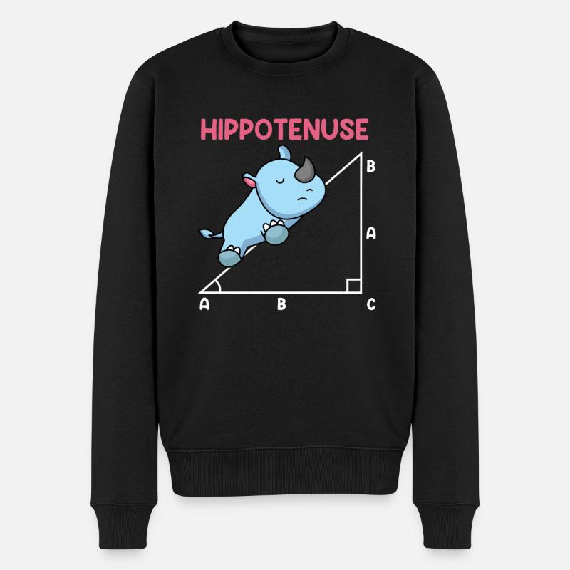 Hypoténuse Hippopotence Math - Pull Premium bio Homme - noir