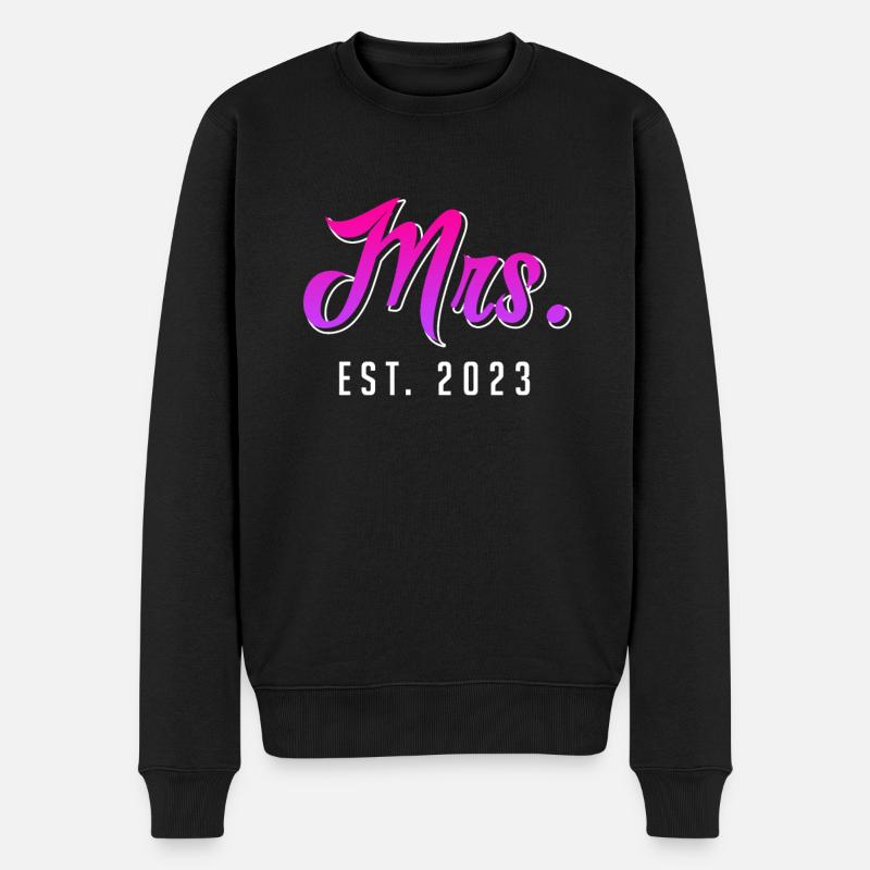 Mrs Mr Deko Hochzeit - Männer Premium Bio Pullover - Schwarz