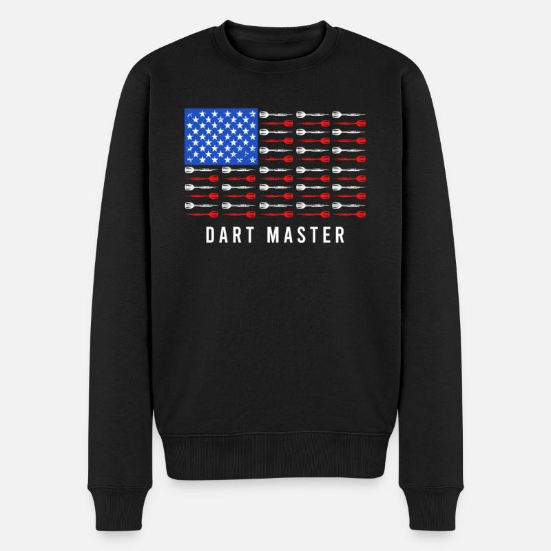 Dart Master USA Darts Pfeile - Männer Premium Bio Pullover - Schwarz