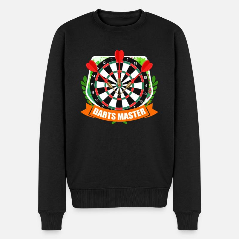 Darts Master Dartscheibe Dart Zubehör Dart - Männer Premium Bio Pullover - Schwarz