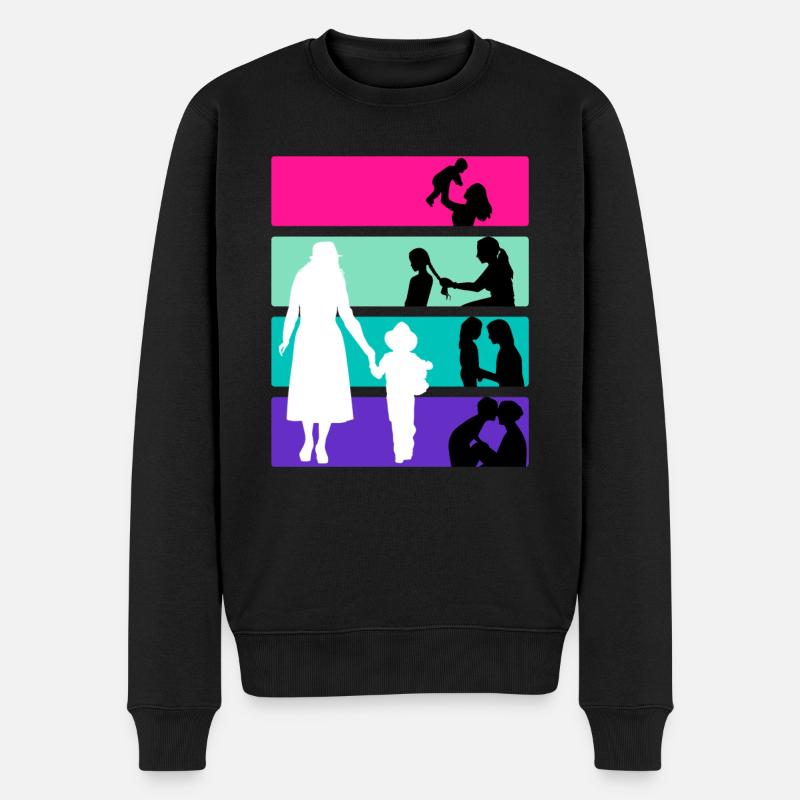 Mutter ein Leben lang Familie Kinder wachsen Mama - Männer Premium Bio Pullover - Schwarz