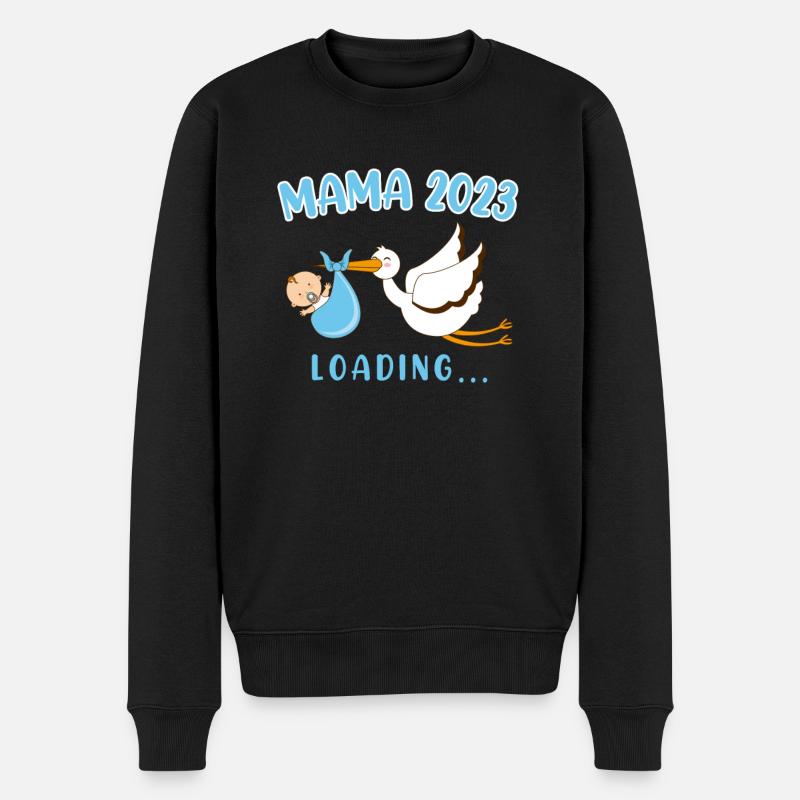 Mama 2023 Klapperstorch Baby Storch schwanger Mama - Männer Premium Bio Pullover - Schwarz