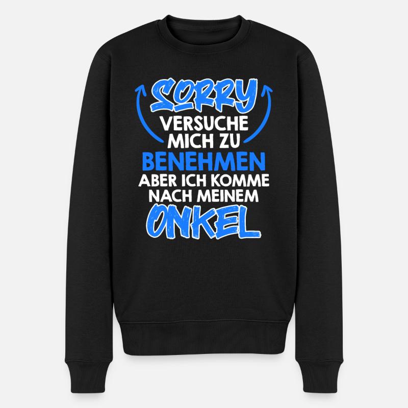 Versuche mich zu benehmen - Männer Premium Bio Pullover - Schwarz
