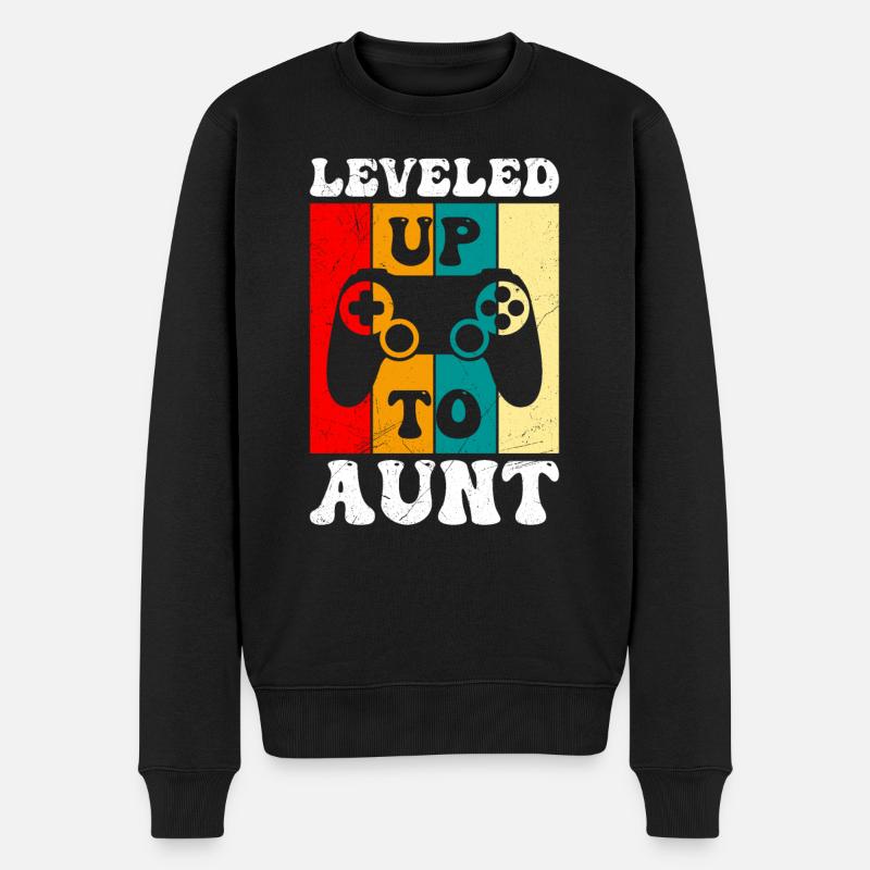Befördert zur Tante Aufgestiegen zur Tante - Männer Premium Bio Pullover - Schwarz