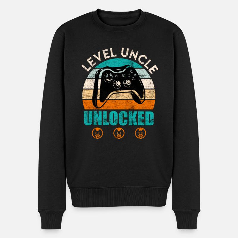 Level Onkel freigeschaltet Onkel - Männer Premium Bio Pullover - Schwarz