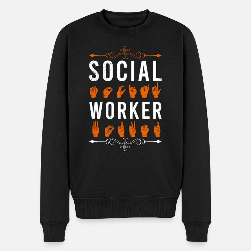 Gebärdensprache Ich bin Sozialarbeiter - Männer Premium Bio Pullover - Schwarz