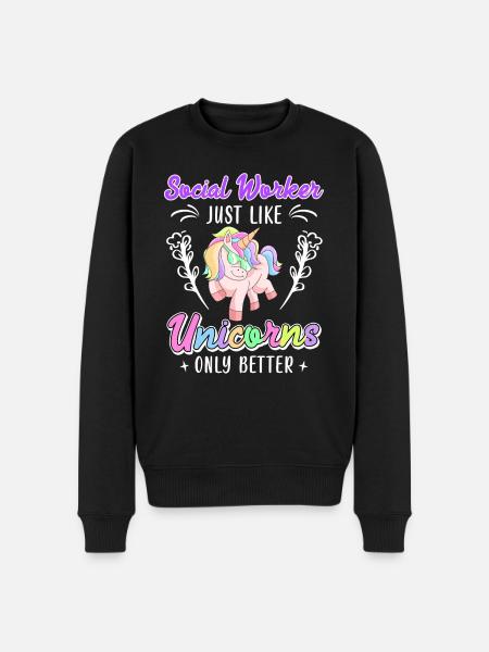 Hvordan enhjørninger kun bedre socialrådgiver - Økologisk premium-sweatshirt til mænd - sort