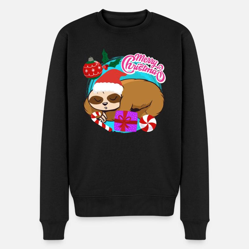 Sloth Christmas Merry Christmas - Men's Premium Organic Jumper - black
