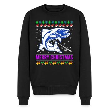 Merry Fishmas Ugly Christmas Fish - Maglione ecologico premium da uomo - nero - Fronte - Nico (187cm)