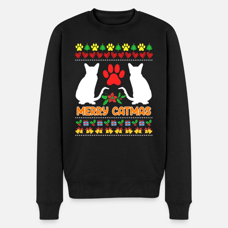 Chats de Noël moches - Pull Premium bio Homme - noir