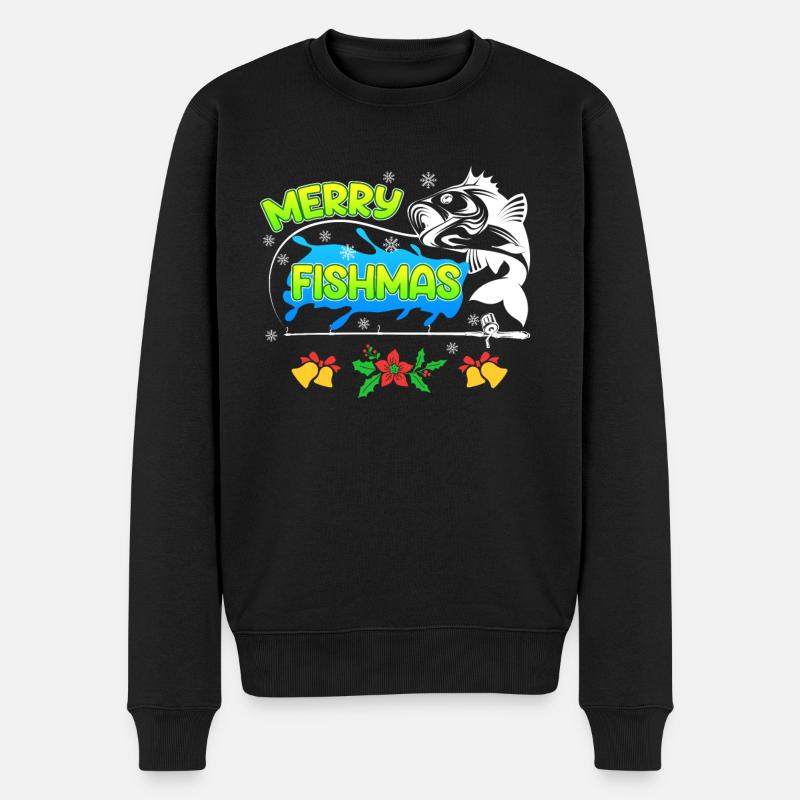 Pêcheur Noël Pêche Joyeux Poissons - Pull Premium bio Homme - noir