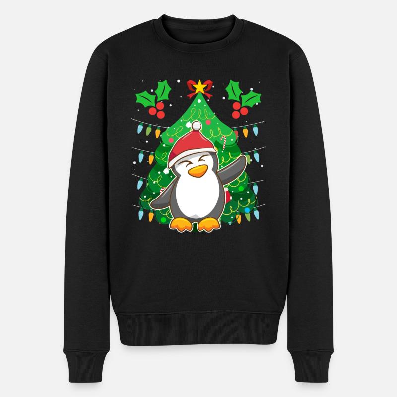 Pinguin Weihnachten Pinguin Tannenbaum - Männer Premium Bio Pullover - Schwarz