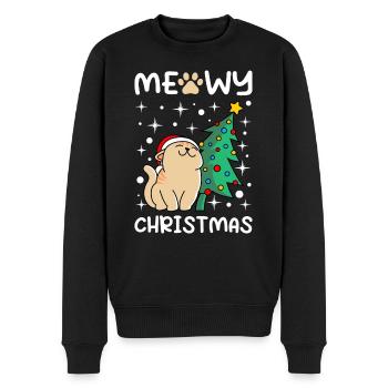 Meowy Christmas Katzen Weihnacht - Männer Premium Bio Pullover - Schwarz - Vorne - Nico (187cm)
