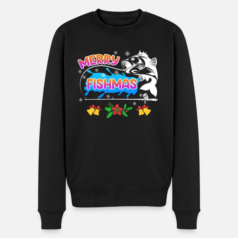 Pêcheur Noël Pêche Joyeux Poissons - Pull Premium bio Homme - noir
