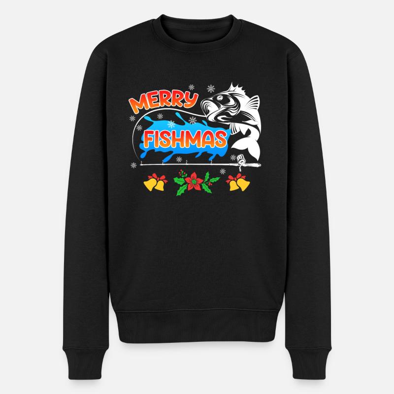 Pêcheur Noël Pêche Joyeux Poissons - Pull Premium bio Homme - noir