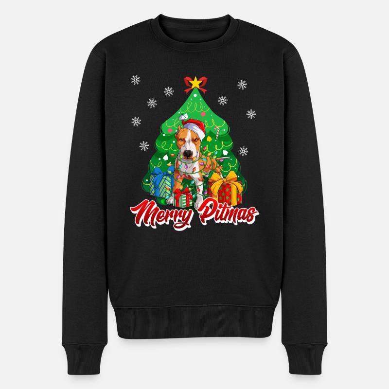 Joyeux Pitmas Pitbull Noël Stefford - Pull Premium bio Homme - noir