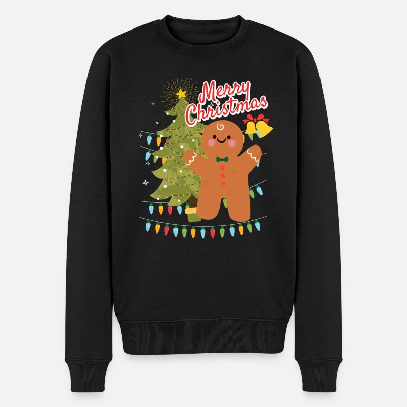 Merry Christmas Cookie Keks Ugly Christmas - Männer Premium Bio Pullover - Schwarz