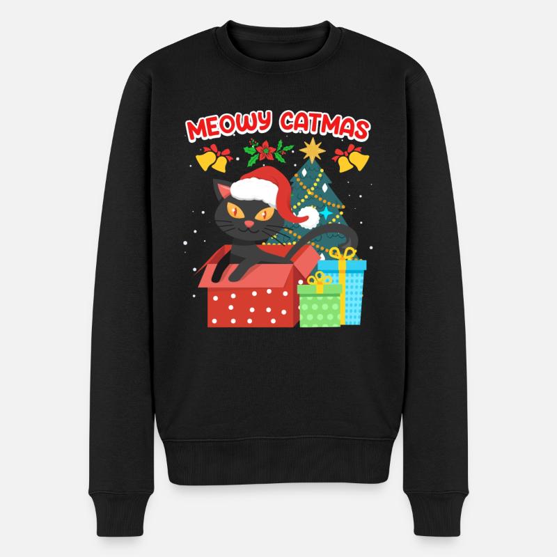 Meowy Catmas - Männer Premium Bio Pullover - Schwarz