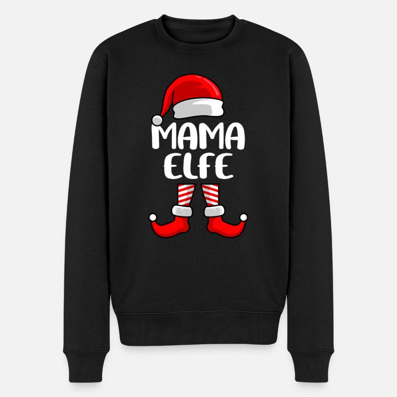 Mama Elfe Mutter Weihnachten Elf - Männer Premium Bio Pullover - Schwarz