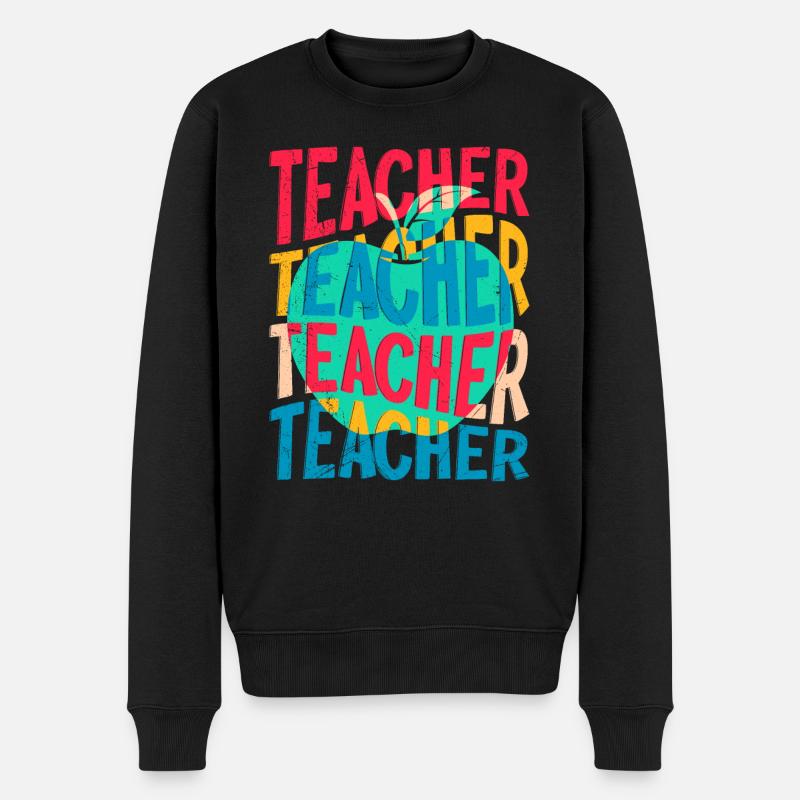 Lehrerin ich bin ein Lehrer - Männer Premium Bio Pullover - Schwarz