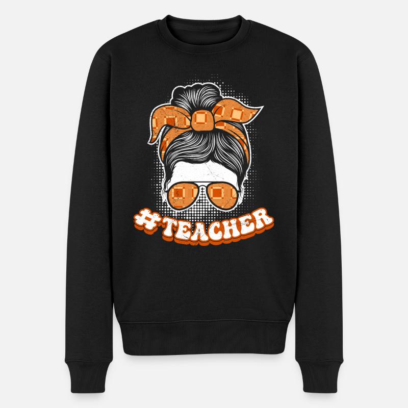 Ich bin eine coole Lehrerin - Männer Premium Bio Pullover - Schwarz