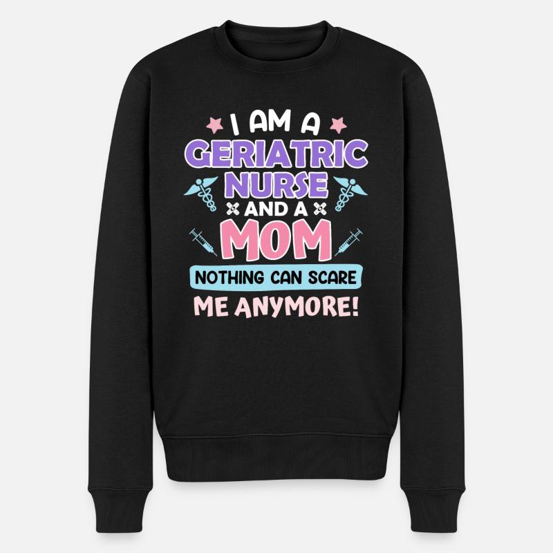 Nichts kann mir Angst machen Mama & Altenpflegerin - Männer Premium Bio Pullover - Schwarz