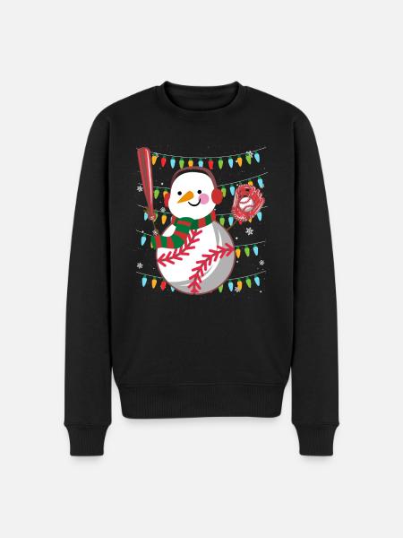 Baseball Snowman Baseball Player - Men's Premium Organic Jumper - black
