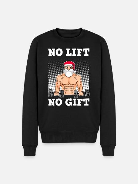 No Lift no Gift jultomten med Sixpack Bodybuilder - Ekologisk premiumtröja herr - svart