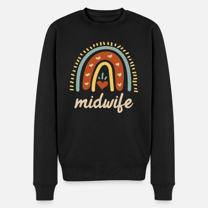 Ich liebe Kinder Regenbogen ich bin eine Hebamme - Männer Premium Bio Pullover - Schwarz