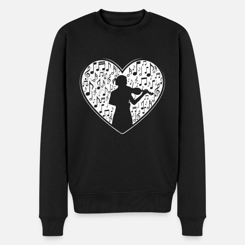 Musikerin ich liebe die Geige - Männer Premium Bio Pullover - Schwarz