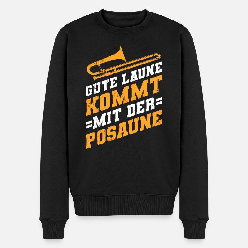 L’humeur vient avec le trombone - Pull Premium bio Homme - noir