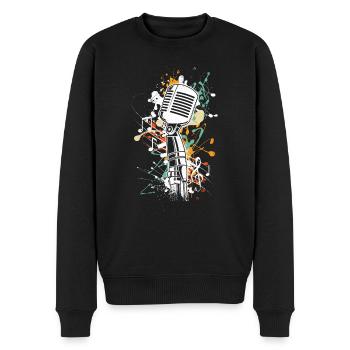 Musiker Sänger Band Mikrofon ich will singen - Männer Premium Bio Pullover - Schwarz - Vorne - Nico (187cm)
