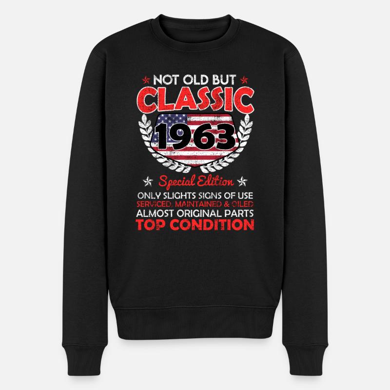 Voiture classique 1963 Modèle 60 ans Hommes - Pull Premium bio Homme - noir