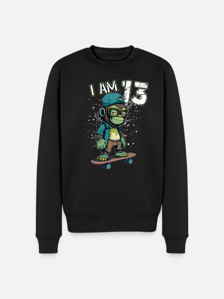 Compleanno dei bambini 13 anni - scimmia skater - Maglione ecologico premium da uomo - nero