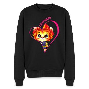 Pompier, amour de lion - Pull Premium bio Homme - noir - Devant - Nico (187cm)