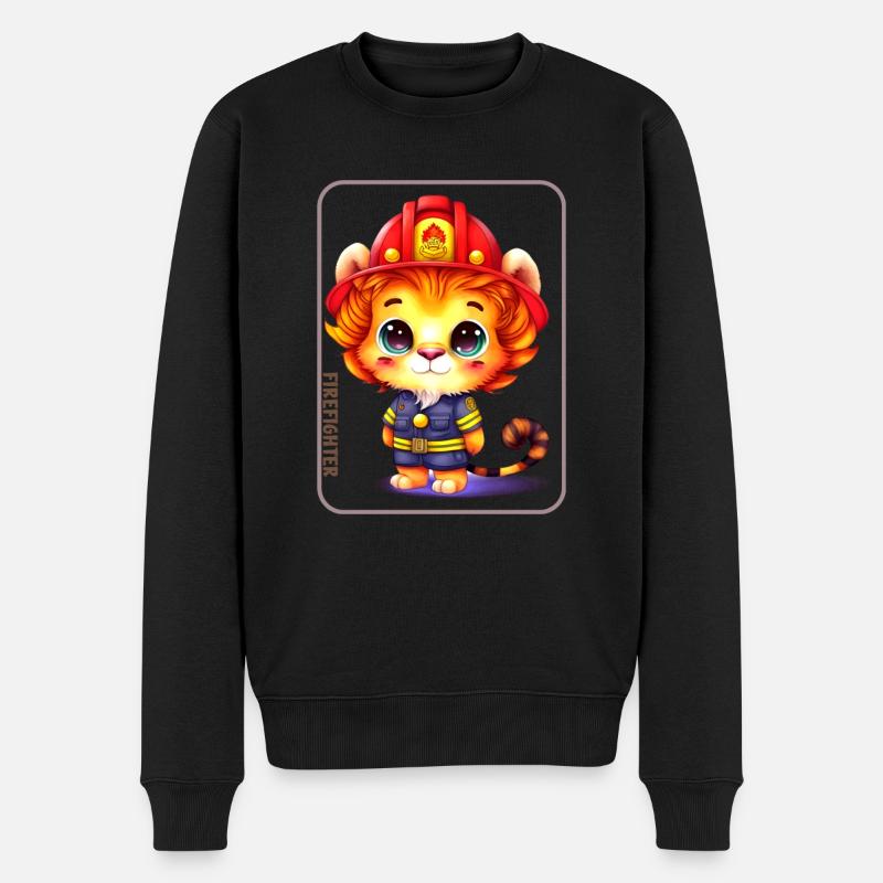 Feuerwehrmann, Löwenliebhaber - Männer Premium Bio Pullover - Schwarz