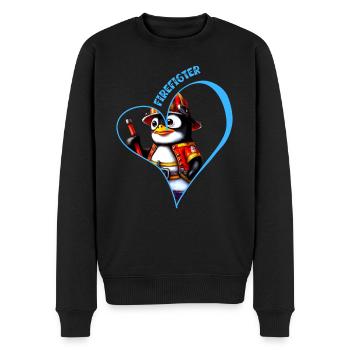 Pompier, pingouin amoureux - Pull Premium bio Homme - noir - Devant - Nico (187cm)