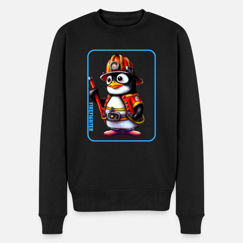 Pompier, amoureux des pingouins - Pull Premium bio Homme - noir