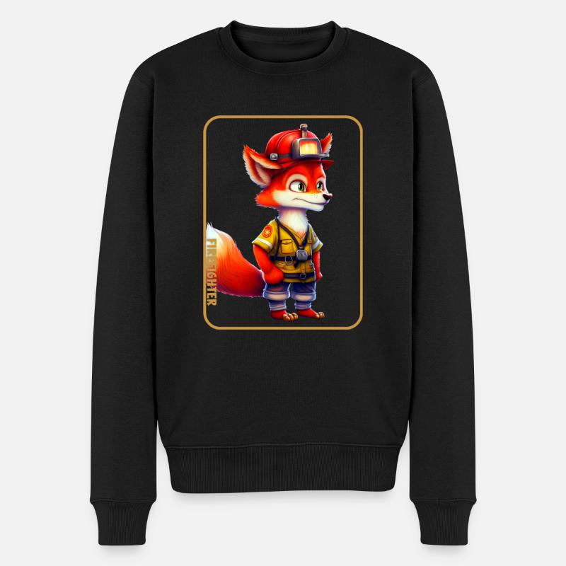 Firefighter, fox lover - Men's Premium Organic Jumper - black
