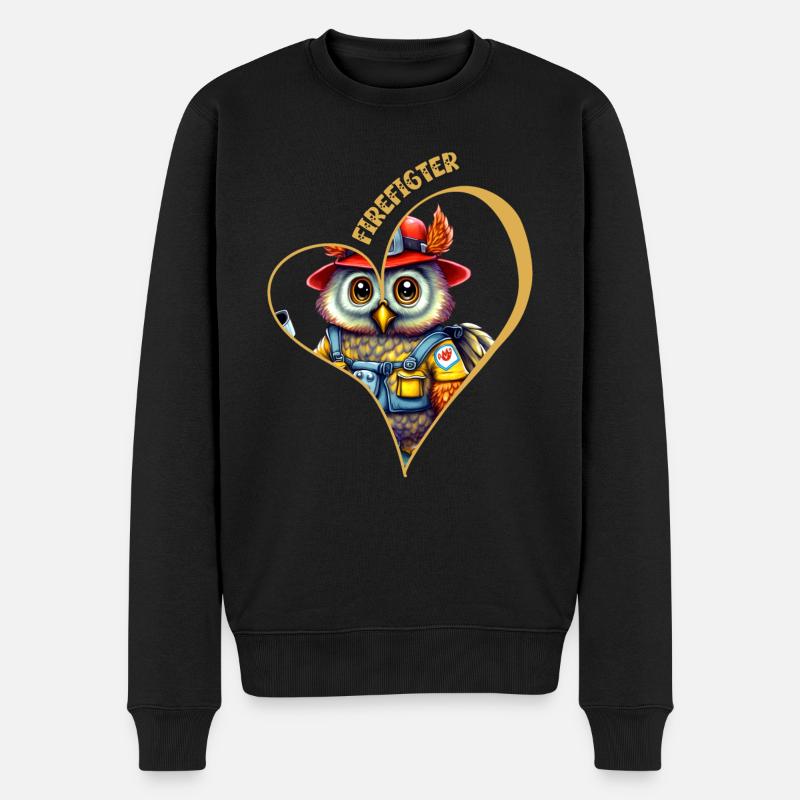 Pompier, amour hibou - Pull Premium bio Homme - noir