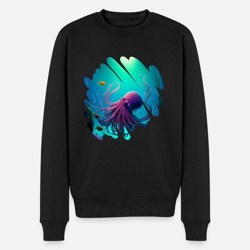Animaux océaniques, poulpes - Pull Premium bio Homme - noir