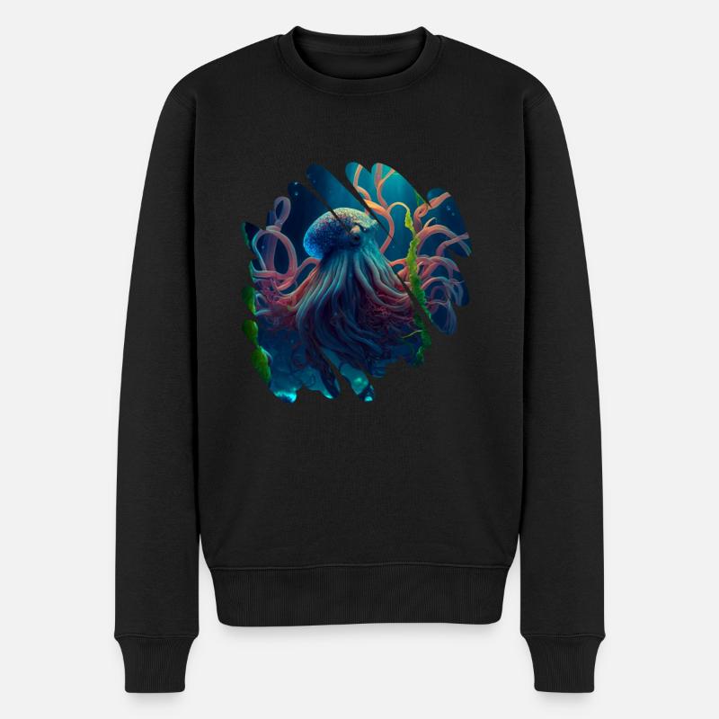Meereslebewesen, großer Oktopus - Männer Premium Bio Pullover - Schwarz