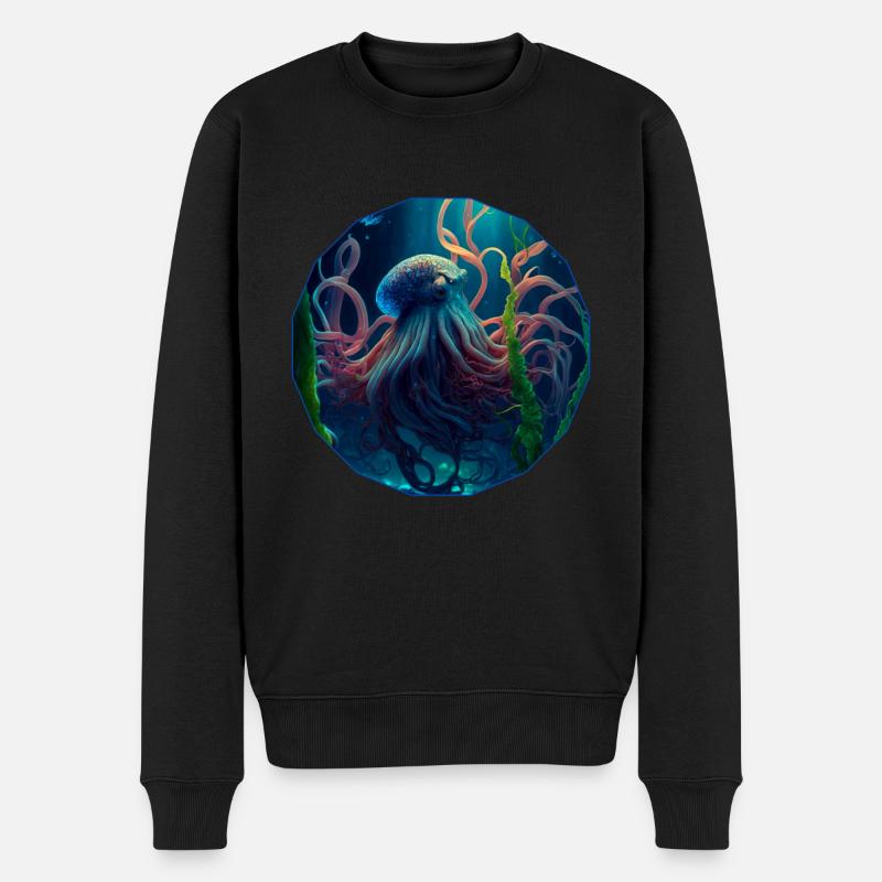 Meerestiere, Oktopus - Männer Premium Bio Pullover - Schwarz