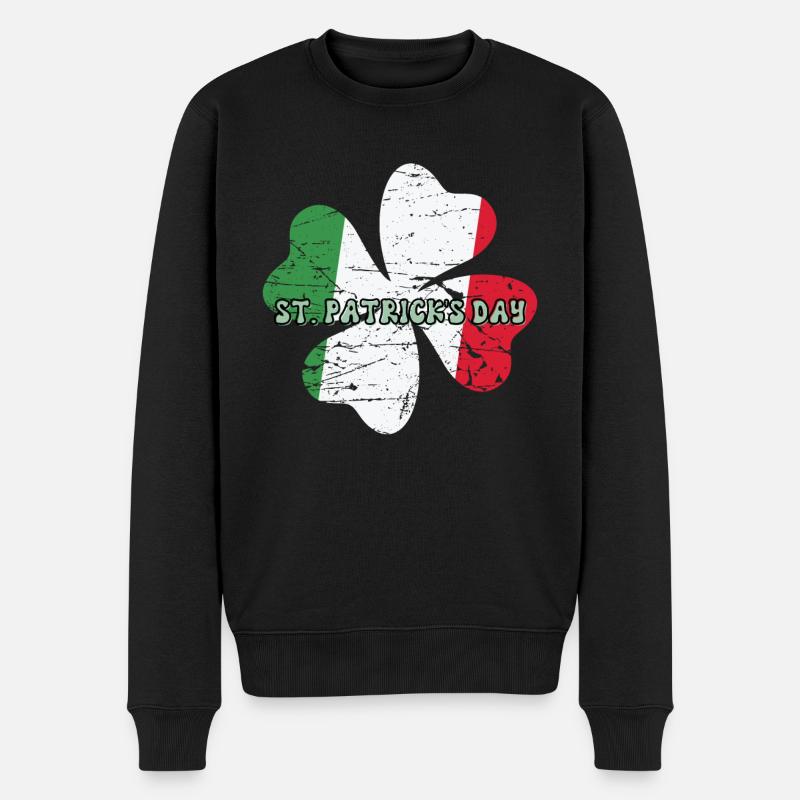 Kleeblatt, St. Patricks Day - Männer Premium Bio Pullover - Schwarz