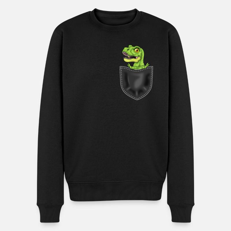 Lustige Dino T-Rex Liebhaber Geschenke - Männer Premium Bio Pullover - Schwarz