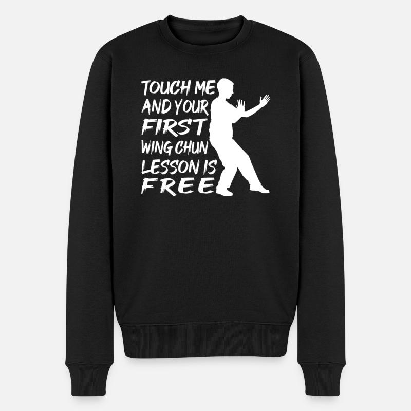 Touchez-moi et votre première leçon de Wing Chun est gratuite - Pull Premium bio Homme - noir