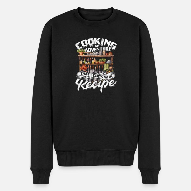 Kochen ist ein Abenteuer, das mit einem Rezept beginnt - Männer Premium Bio Pullover - Schwarz