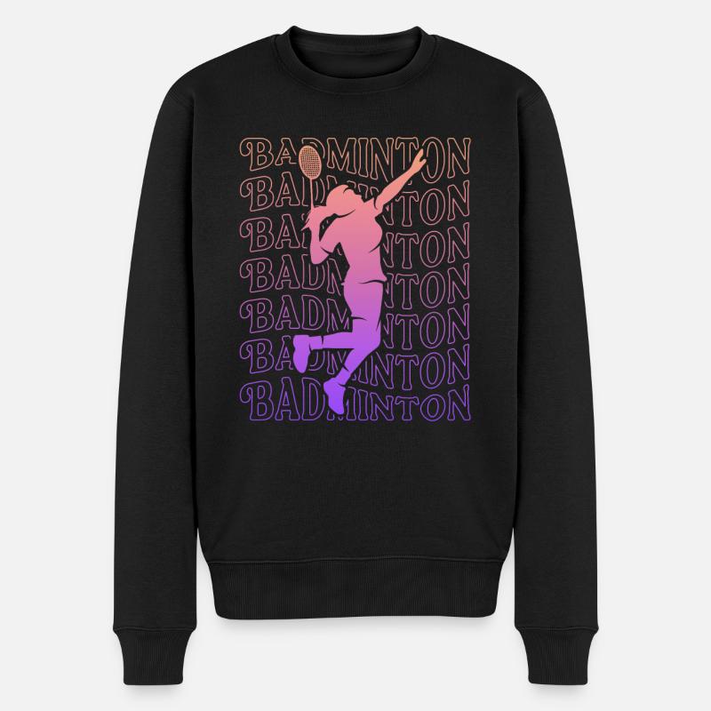 Badmintonspieler Badminton Federball Mädchen - Männer Premium Bio Pullover - Schwarz