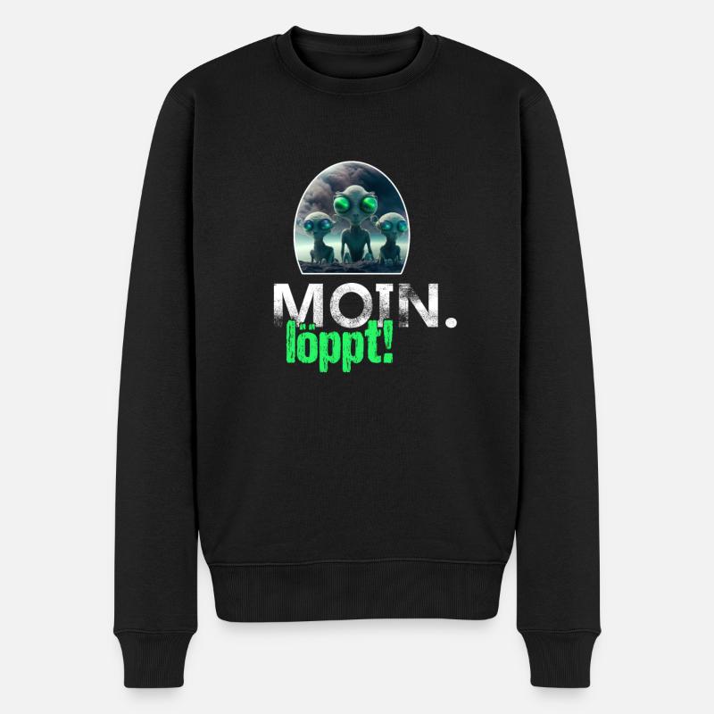 moin Aliens - Männer Premium Bio Pullover - Schwarz