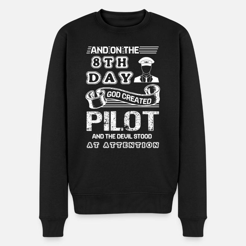 Pilot God Created Pilot - Men's Premium Organic Jumper - black